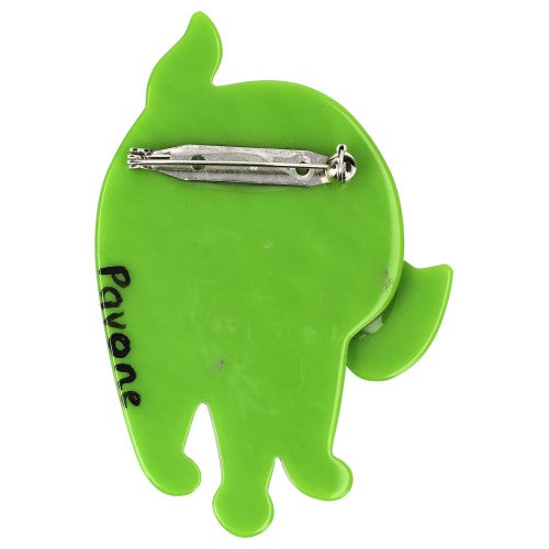 Green Marimekko Titus Cat Brooch back side