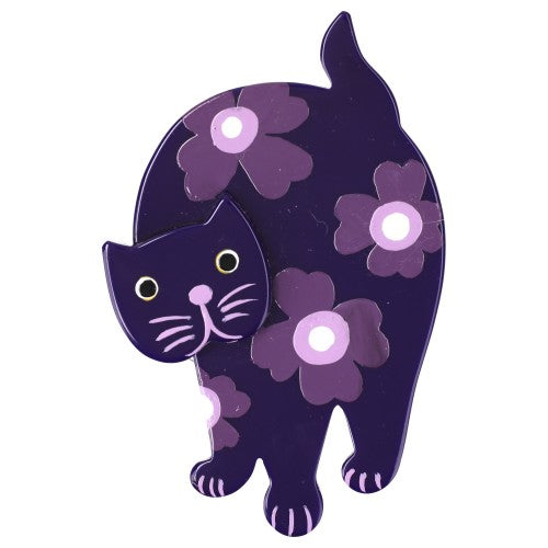 Purple Marimekko Titus Cat Brooch