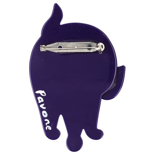 Purple Marimekko Titus Cat Brooch back side