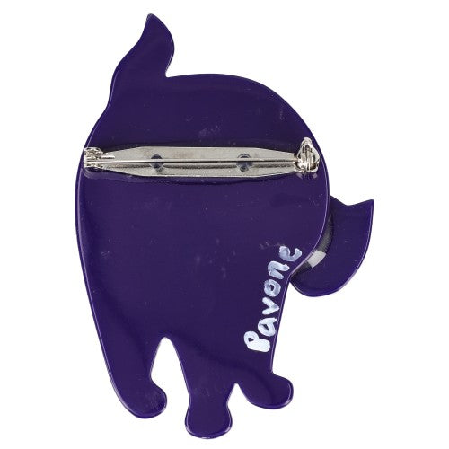Purple, Green and Orange Marimekko Titus Cat Brooch  back side