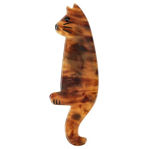 Tortoise Shell Brown Guilou Cat Brooch Left - Galalith – Vintage Jewelry - handcrafted by Pavone by Pavone