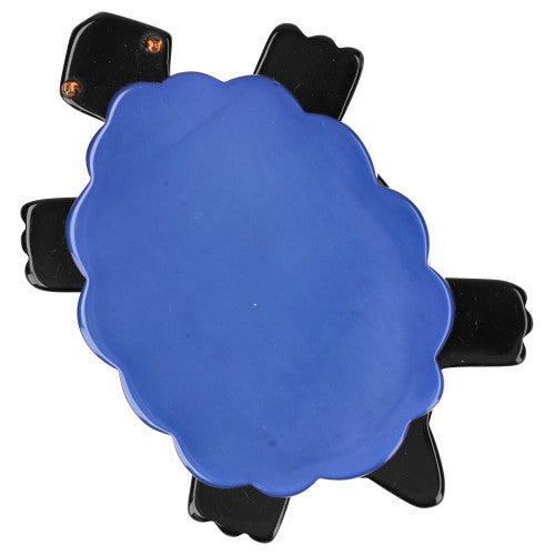 Indigo Blue and Black Turtle Brooch - Galalith – Vintage Jewelry - handcrafted by Pavone by Pavone