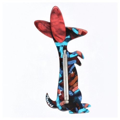Turquoise Ginger Red Boogie Bunny Rabbit Brooch with Ginger Red Ears - Galalith – Vintage Jewelry - handcrafted by Pavone by Pavone