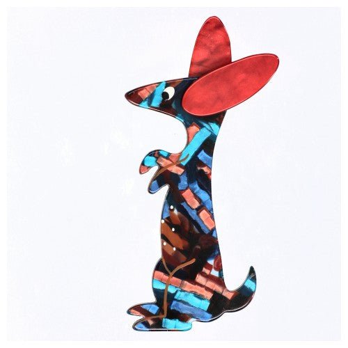 Turquoise Ginger Red Boogie Bunny Rabbit Brooch with Ginger Red Ears - Galalith – Vintage Jewelry - handcrafted by Pavone by Pavone