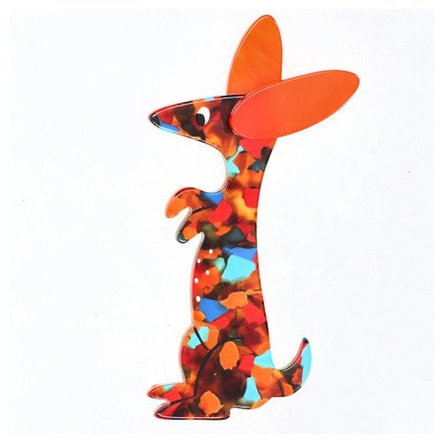 Tutti Frutti (orange) Boogie Bunny Rabbit Brooch with Orange Ears - Galalith – Vintage Jewelry - handcrafted by Pavone by Pavone