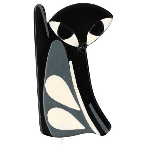 Black, White and Grey Vallauris Cat Brooch (llittle one) Right - Galalith – Vintage Jewelry - handcrafted by Pavone by Pavone