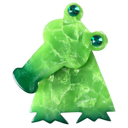 Veined Green Kroko Crocodile Brooch - Galalith – Vintage Jewelry - handcrafted by Pavone by Pavone