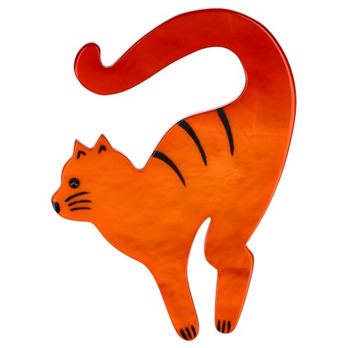 Orange Cello Cat Brooch