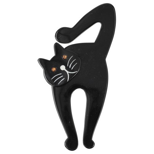 Black Violin Cat Brooch 