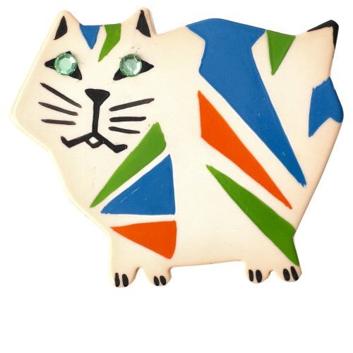 White Ivory African Cat Brooch - Galalith – Vintage Jewelry - handcrafted by Pavone by Pavone