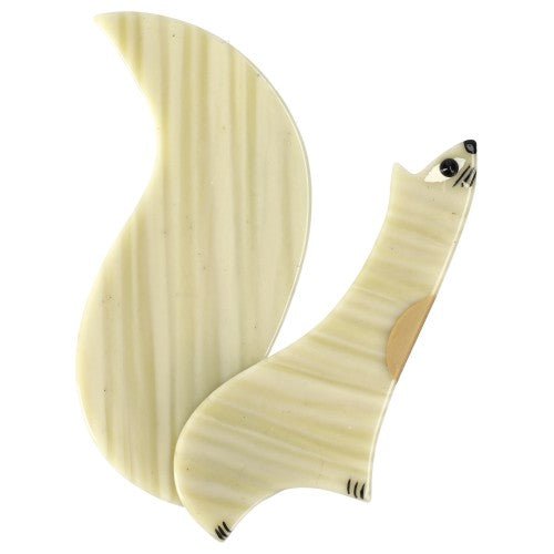 White Ivory Cassegrain Squirrel Brooch (large one) - Galalith – Vintage Jewelry - handcrafted by Pavone by Pavone