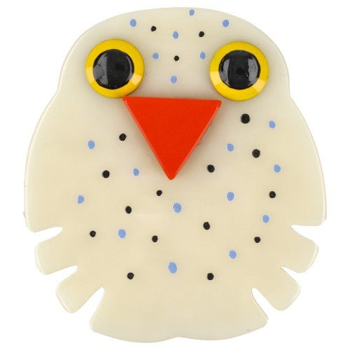 White Kiko Owl Brooch - Galalith – Vintage Jewelry - handcrafted by Pavone by Pavone