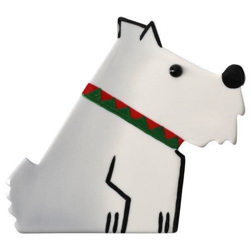 White Ric Dog Brooch (right) - Galalith – Vintage Jewelry - handcrafted by Pavone by Pavone