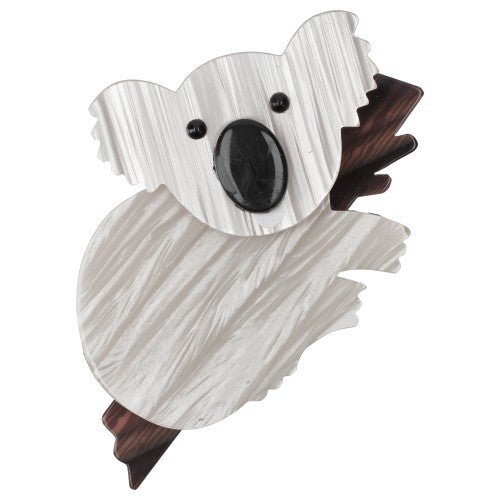 White Striped Ivory Koala Brooch - Galalith – Vintage Jewelry - handcrafted by Pavone by Pavone