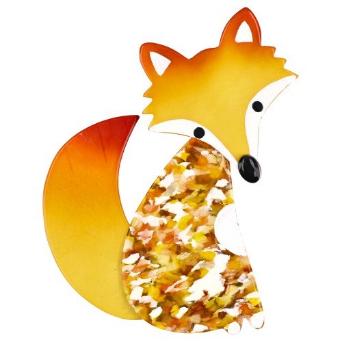 Yellow and Yellow Confetti Ladyfox Fox Brooch - Galalith – Vintage Jewelry - handcrafted by Pavone by Pavone