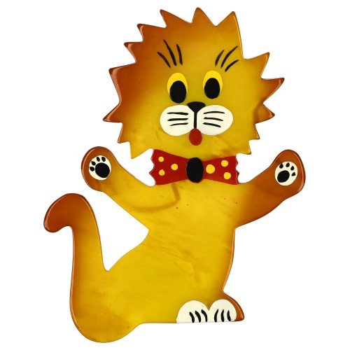 Yellow Clown Cat Brooch - Galalith – Vintage Jewelry - handcrafted by Pavone by Pavone