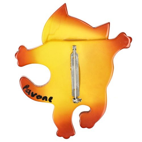 Yellow Dancing Cat Brooch - Galalith – Vintage Jewelry - handcrafted by Pavone by Pavone