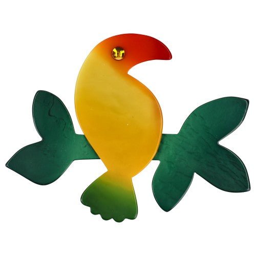 Yellow, Red and Green Toucan Bird Brooch - Galalith – Vintage Jewelry - handcrafted by Pavone by Pavone