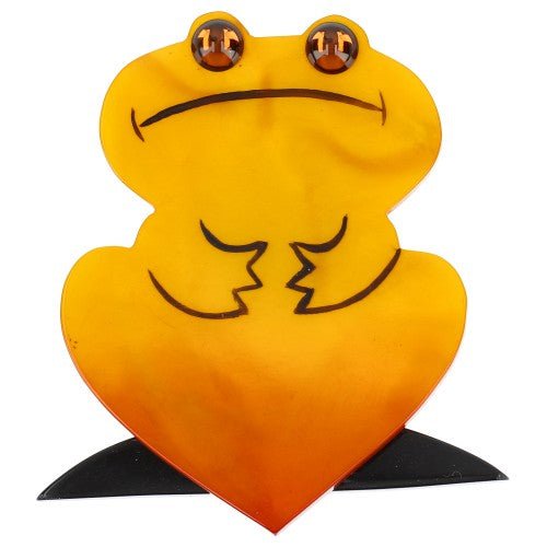 Yellow Tree Frog Brooch - Galalith – Vintage Jewelry - handcrafted by Pavone by Pavone