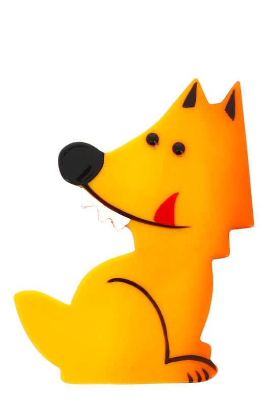 Yellow Werewolf Wolf Brooch (small size) - Galalith – Vintage Jewelry - handcrafted by Pavone by Pavone