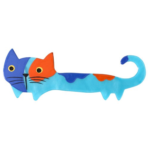 Turquoise, Orange  and Cobalt Blue Yukiko Cat Brooch