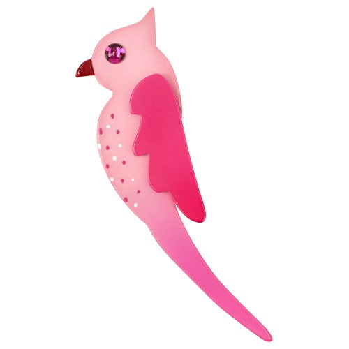 Candy Pink Zazy Bird Brooch 
