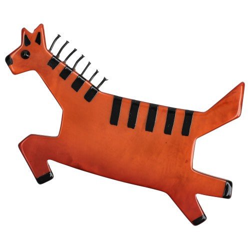 Ginger Brown Zebra with hair Brooch - Galalith – Vintage Jewelry - handcrafted by Pavone by Pavone