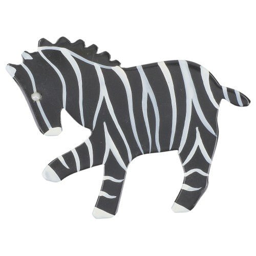 Black and White Zebra Brooch (Mini Brooch) - Galalith – Vintage Jewelry - handcrafted by Pavone by Pavone