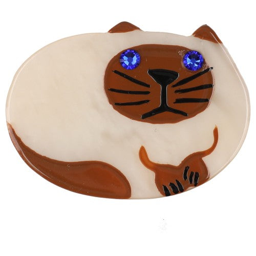 Siamese Pearly Beige Zoe Cat Mini Brooch right