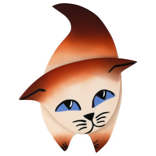 Siamese Zorro Cat Brooch (left)