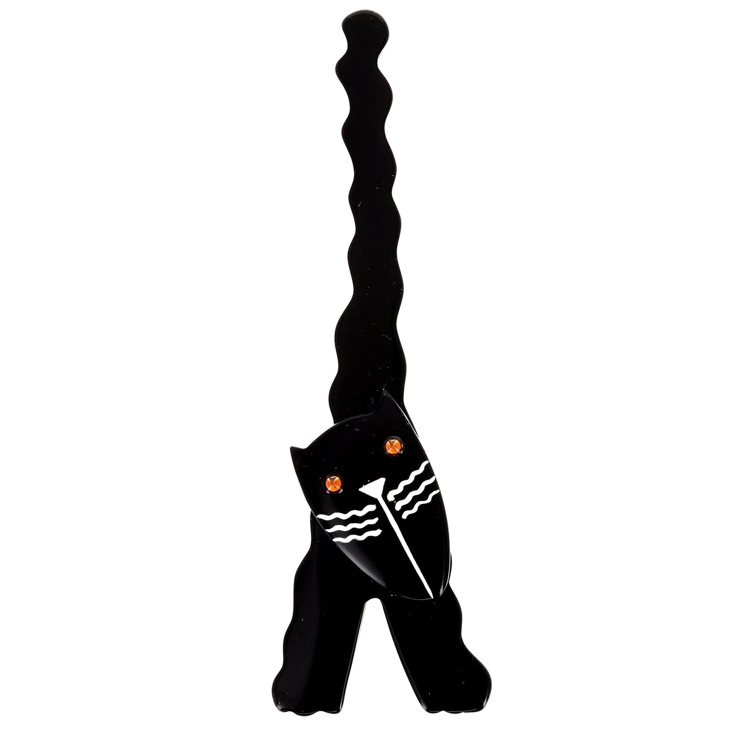 Black Eiffel Cat Brooch in galalith