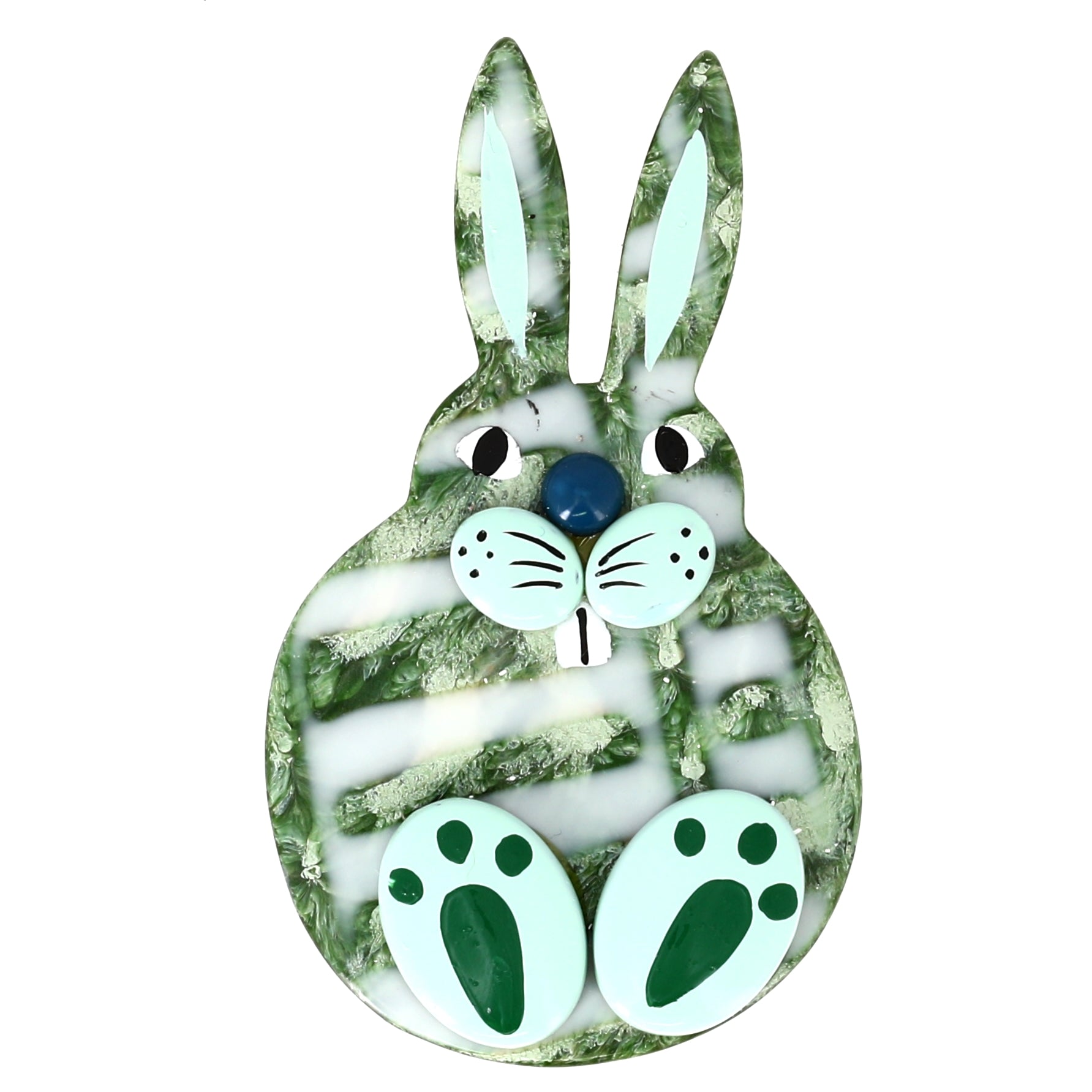 Green and White Looping Rabbit Brooch