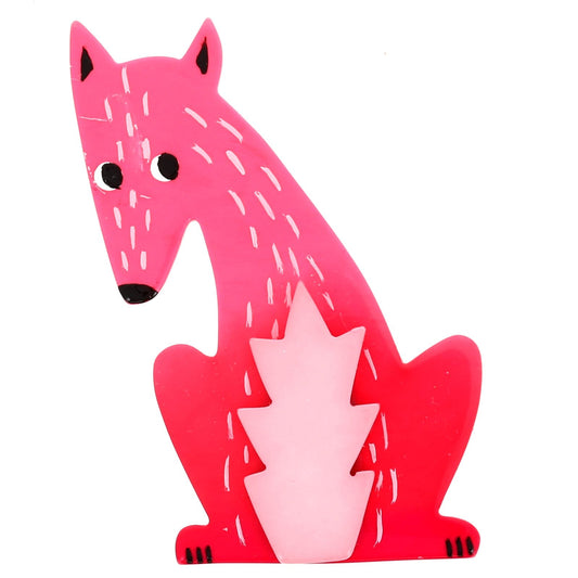 Candy Pink Odie Dog Brooch in galalith