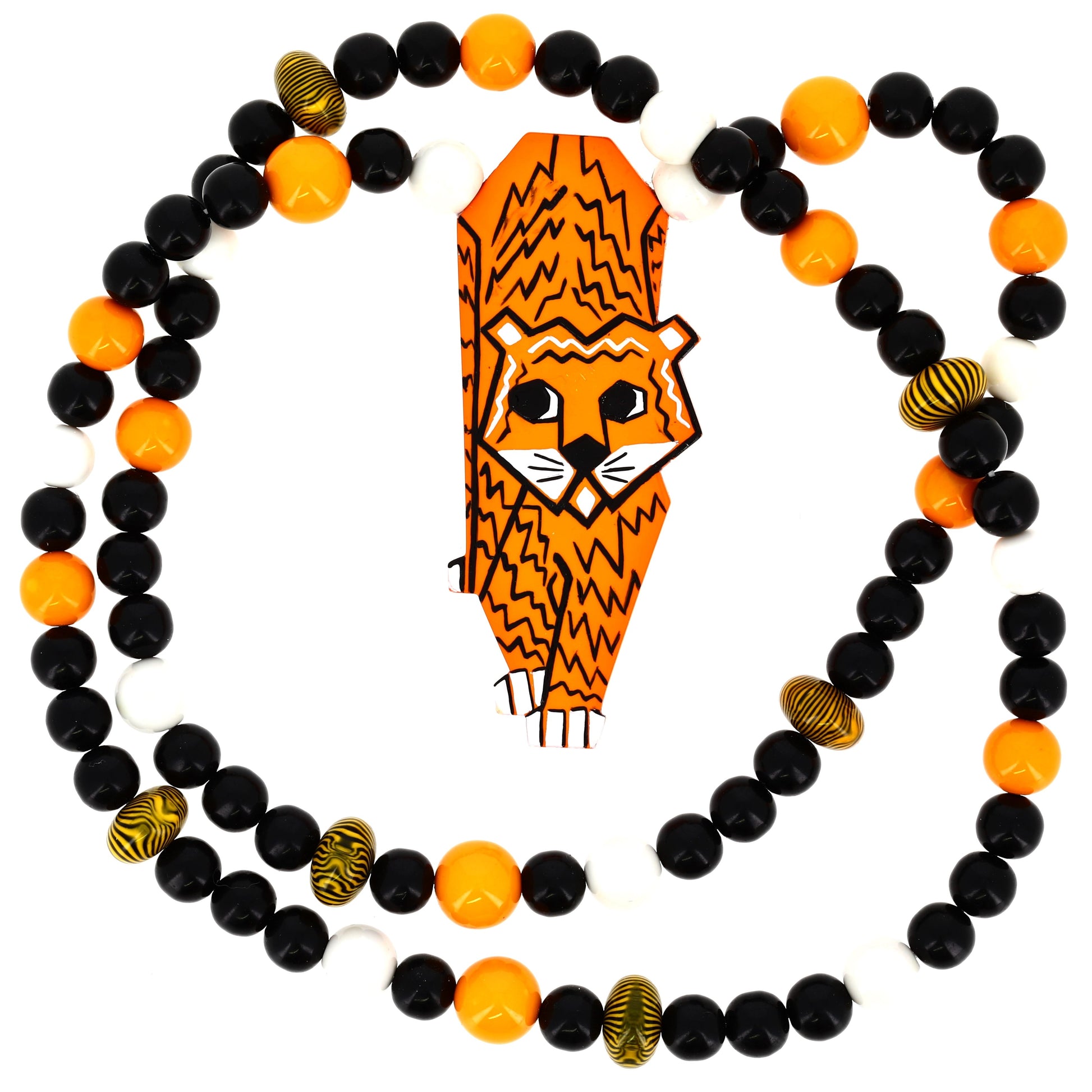 yellow tiger necklace in galalith