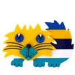 Blue and yellow Rocky Cat Brooch