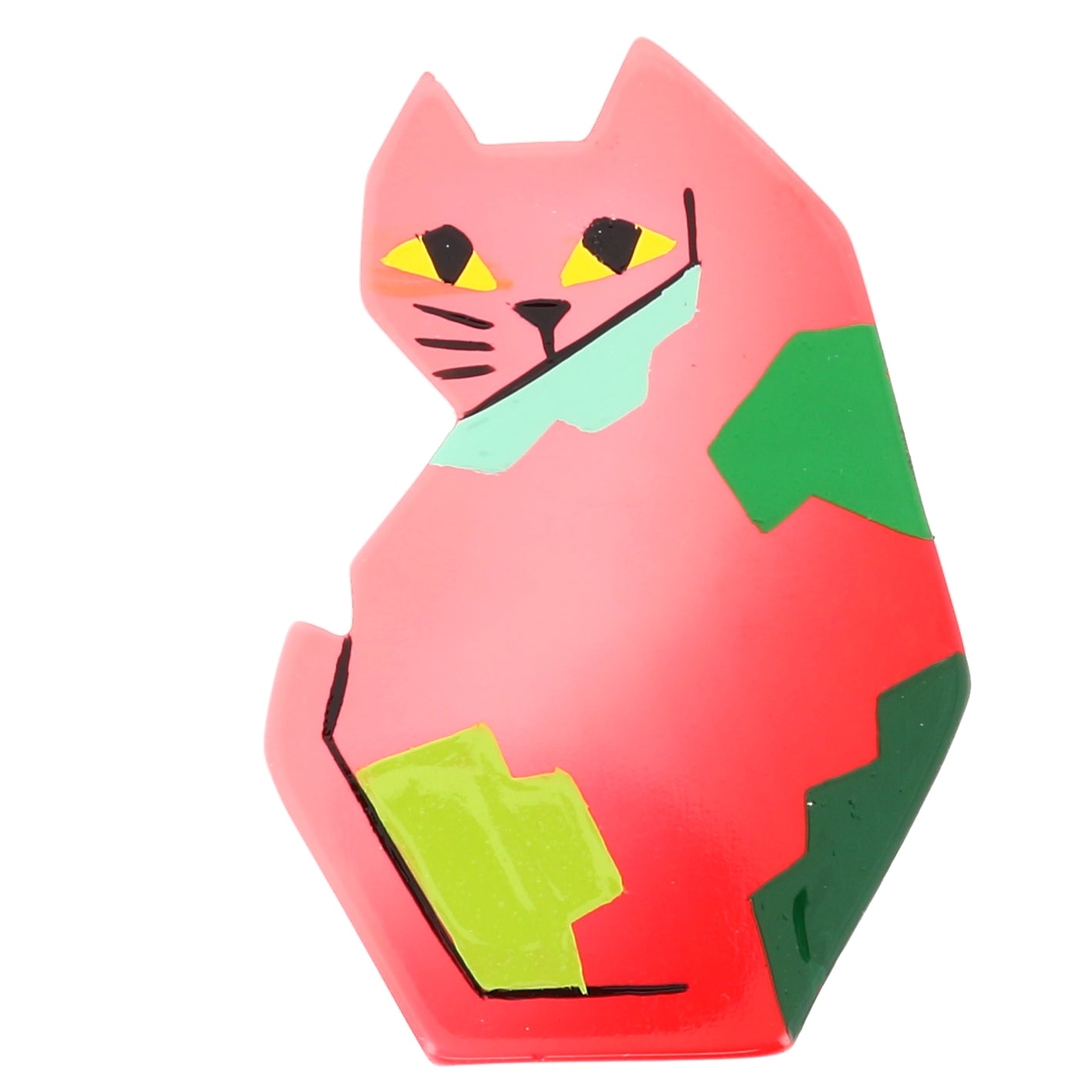 Candy Pink  B10 Cat Brooch in galalith