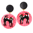 Candy Pink Upright Cat Earrings in galalith