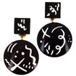 White on Black Engraved Graffiti Earrings in galalith