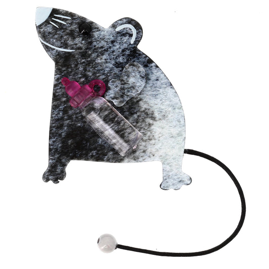 Heather Grey Bibberbabymouse Mouse Brooch in galalith