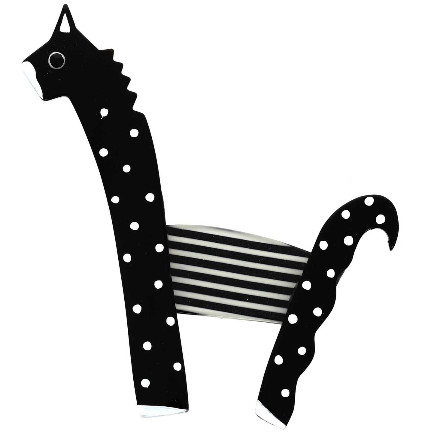 Black and white Pony Brooch - Galalith – Vintage Jewelry - handcrafted by Pavone by Pavone