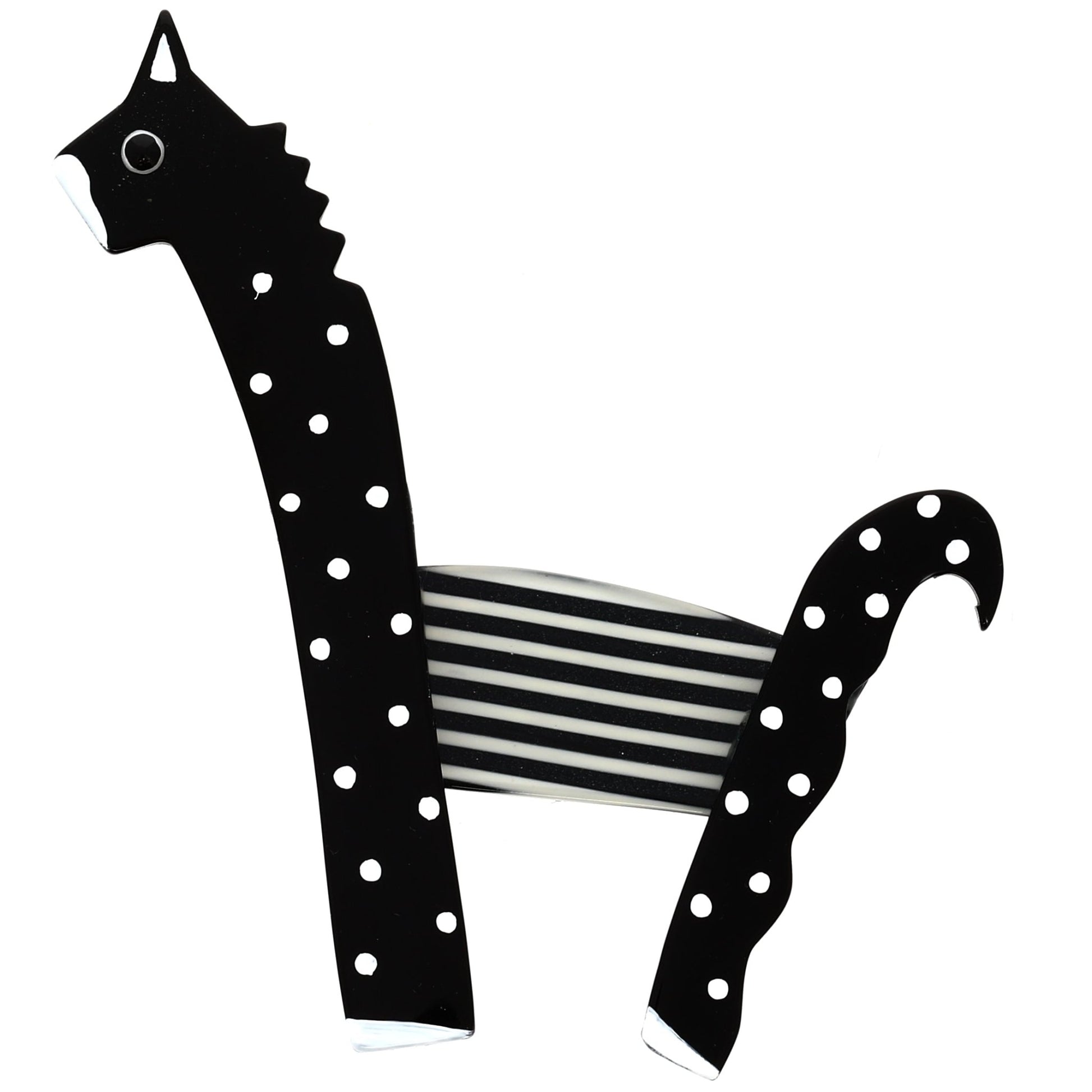 Black and white Pony Brooch - Galalith – Vintage Jewelry - handcrafted by Pavone by Pavone