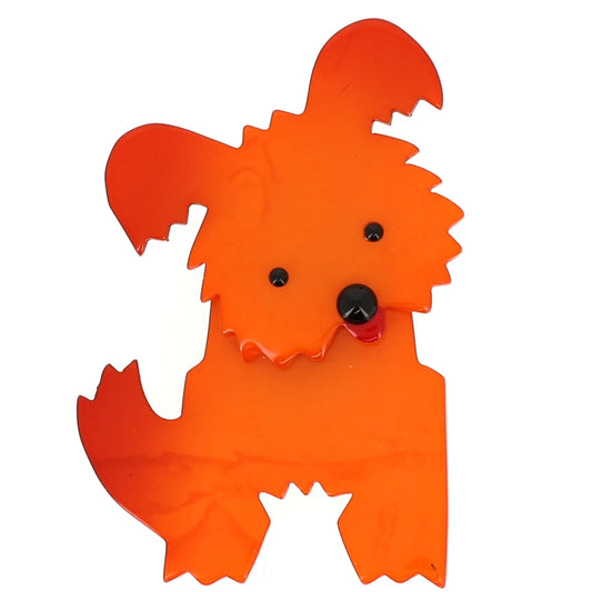 Ginger Bobby Dog Brooch in galalith