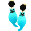 Aquamarine Kitten Earrings in galalith