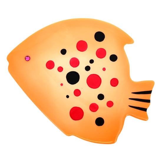 Salmon Orange Loulou Fish Brooch with polka dots