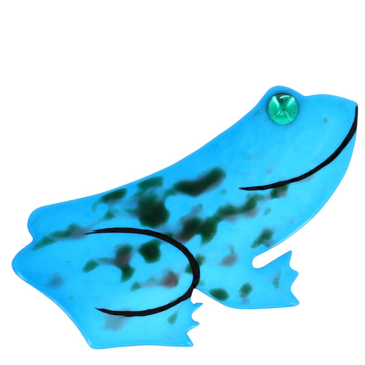 Gallic Blue Jujuba Frog Brooch