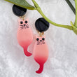 Pink Kitten Earrings in galalith