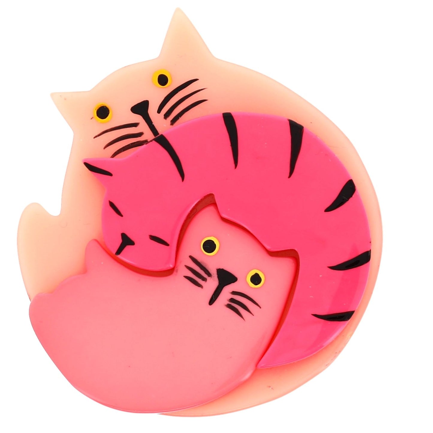 粉色拼图猫胸针