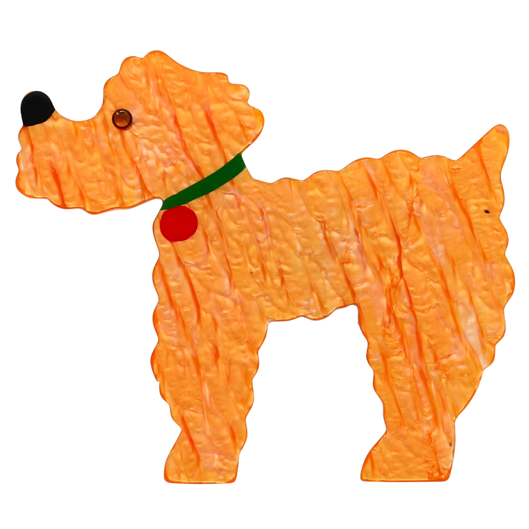 Pearly Light Orange  Kaoba Poodle Dog Brooch