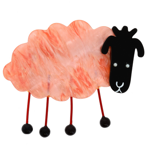 Pearl Pink Sheep Brooch head left