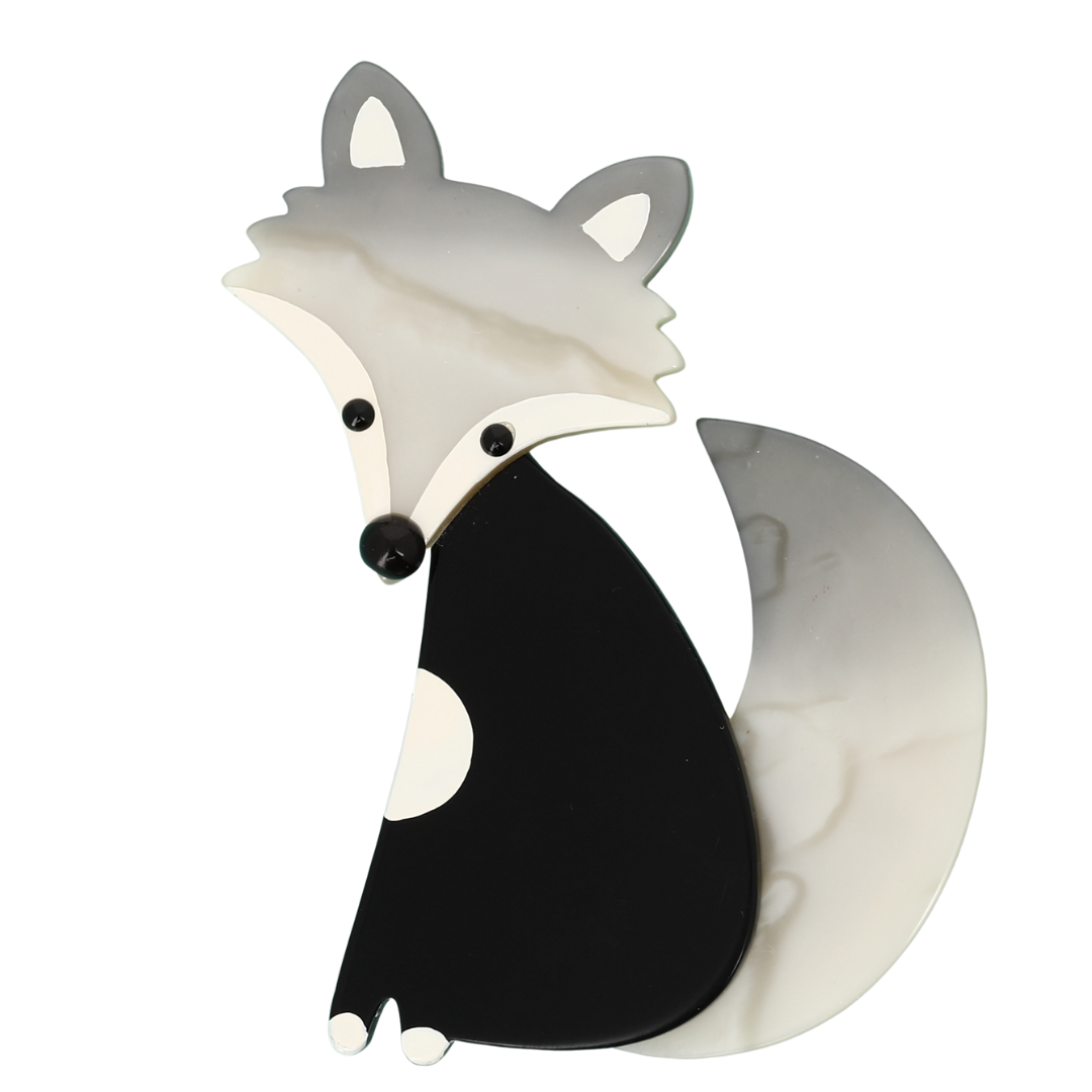 黑色和白色 Ladyfox 狐狸胸针